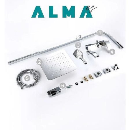 Душевая стойка ALMAes Turia SDI1820 настенная цвет хром