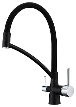 Смеситель для кухни Paulmark SIEGEN Si213111-418 на раковину черный металлик без термостата