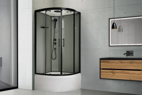 Душевая кабина Royal Bath FATO RB90CK-TG-BL FATO 90х90 четверть круга с крышей ориентация универсальная - фото 2 Душевая кабина Royal Bath FATO RB90CK-TG-BL FATO 90х90 четверть круга с крышей ориентация универсальная - фото 2