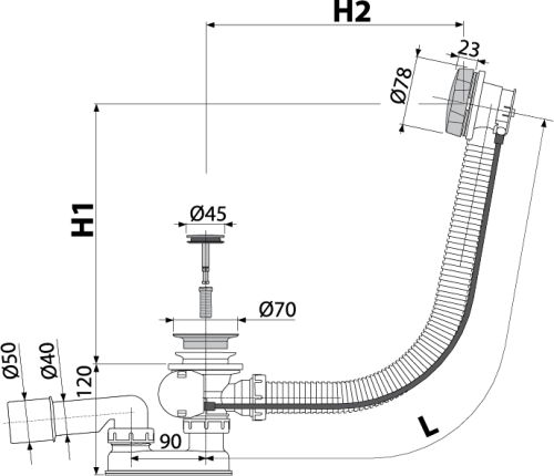 Слив-перелив Alcadrain A55GOLD-RU-01 золото - фото 2