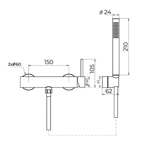 Смеситель для ванны и душа Knotlor ECLIPSE SS-22/RB настенный бронза - фото 3