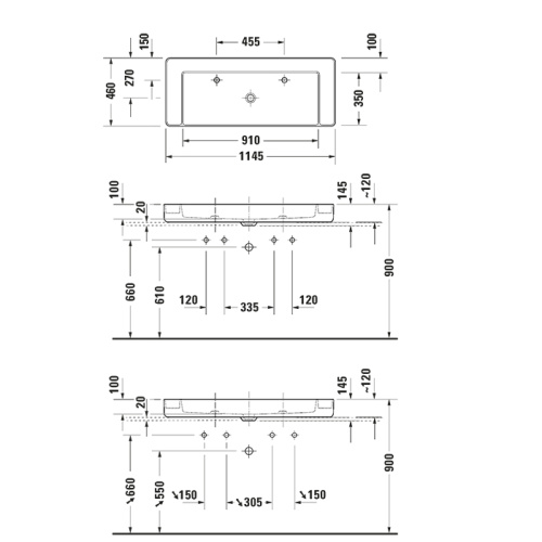 Раковина Duravit Bento Starck Box 114,5 см 2660113272 накладная цвет белый - фото 2