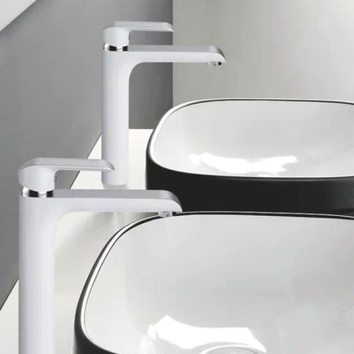 Смеситель Rose R2111F на раковину белый/хром - фото 4