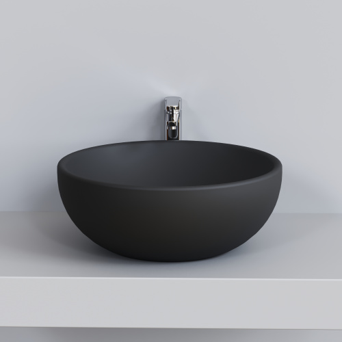 Раковина из сантехнического фарфора Ambassador Queen 116T20201 45х45 накладная цвет черный матовый без отверстий под смеситель - фото 5