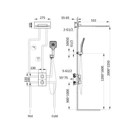 Душевая система Vincea VSFW-103TCH встраиваемая в стену цвет хром с термостатом