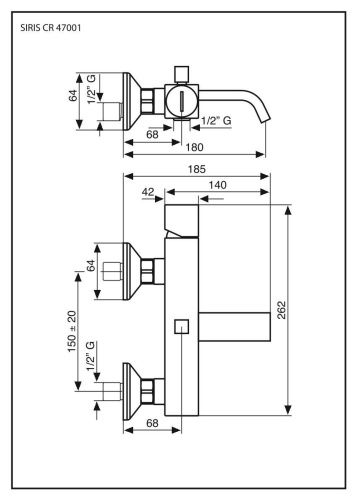 Смеситель Emmevi Siris 47001LA/CR настенный хром - фото 2