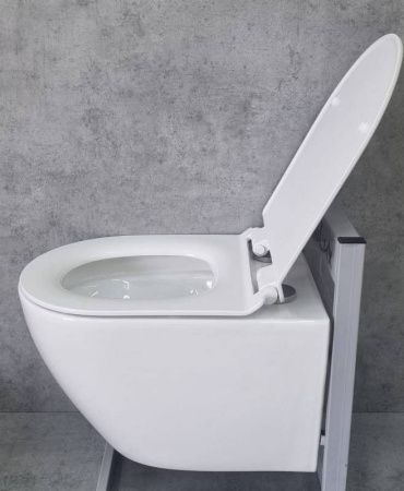 Унитаз подвесной CeramaLux 2196-2 белый с сиденьем микролифт каскадный смыв