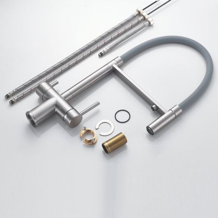 Смеситель для кухни Shevanik S178L на мойку сатин