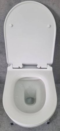 Унитаз подвесной CeramaLux 2196-2 белый с сиденьем микролифт каскадный смыв