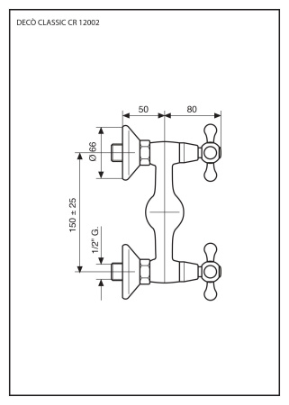 Смеситель для душа Emmevi Deco Classic 12002/CO настенный хром/золото