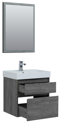 Комплект мебели: тумба с раковиной + зеркало Aquanet Nova Lite 00242920 60,5х45,7х145 напольный/подвесной - фото 2