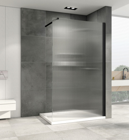 Душевая перегородка Abber Immer Offen AG61101R8 100х200 стекло рифленое профиль черный
