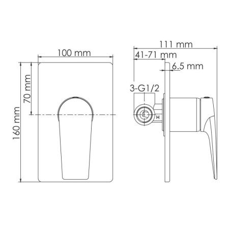 Смеситель для душа Wasserkraft Aisch 5500 5551 встраиваемый в стену золото