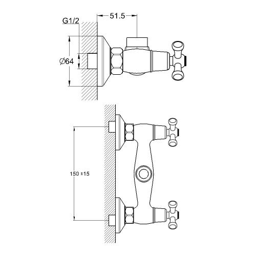 Смеситель для ванны и душа G.Lauf QTZ QTZ5-A827 настенный хром - фото 3
