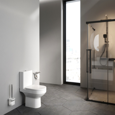 Унитаз напольный с бачком Am.Pm Spirit V2.0 C708600WH белый глянцевый без сиденья безободковый каскадный смыв