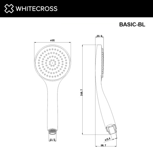 Душевая лейка Whitecross  BASIC-BL округлая - фото 2