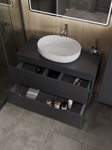 Тумба с раковиной Orange Line Li-100TugMDF+B05-520W 101х46х68 - фото 4