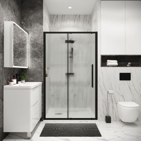 Душевая дверь Grossman Cosmo 100.K33.02.100.21.02 100х195 стекло текстурное профиль черный