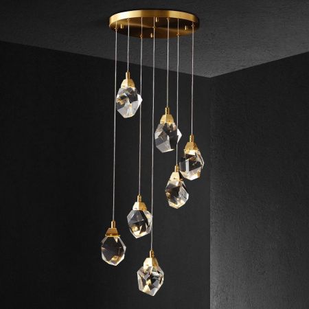 Светильник подвесной Delight Collection Crystal rock II (Црыстал роцк ИИ) 9701P/7R brass