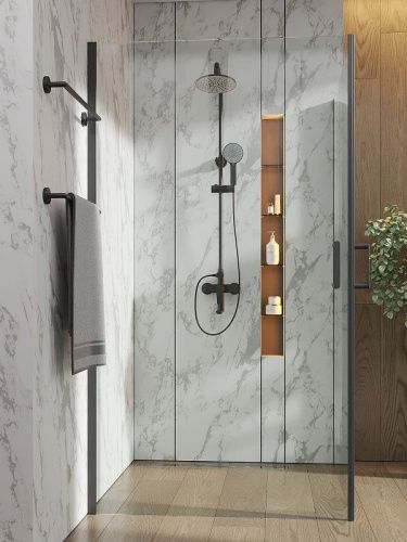 Душевой уголок Orange E04-100TB 100х100 стекло прозрачное профиль черный без поддона - фото 5