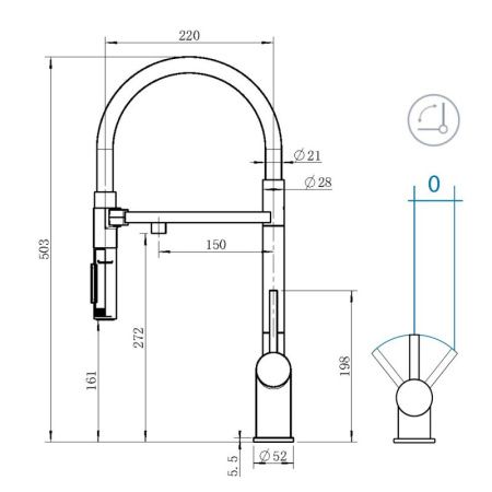 Смеситель для кухни Grandex Aqua Choice-S 9020153 на мойку графит