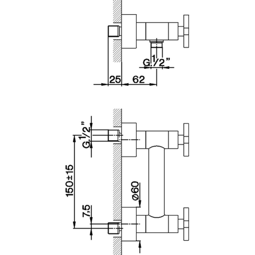 Смеситель для душа Cisal Barcelona Quad BQ00044121 Акция настенный хром без термостата - фото 2