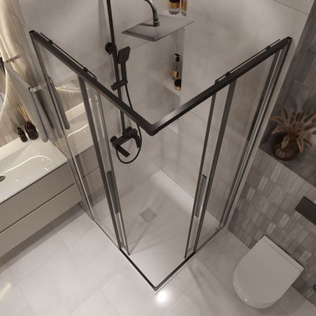 Душевой уголок Niagara Nova NG-6823-34BLACK 90х90 стекло прозрачное профиль черный без поддона