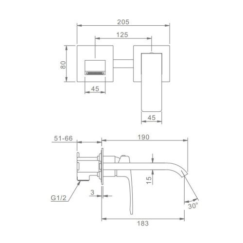 Смеситель Raglo R02 R02.11 встраиваемый в стену хром - фото 2
