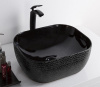 Раковина из санфаянса CeramaLux D1302H004 50х40 накладная цвет черный глянцевый