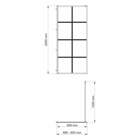 Душевая перегородка Wasserkraft Glan 66W 66W39 90х200 стекло прозрачное профиль черный