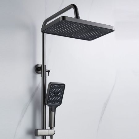 Душевая стойка Shevanik S4436T настенная цвет оружейная сталь