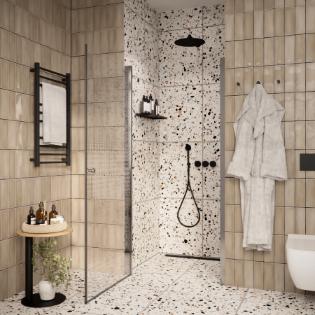 Душевая дверь Parly DE90 90х185 стекло с рисунком профиль хром