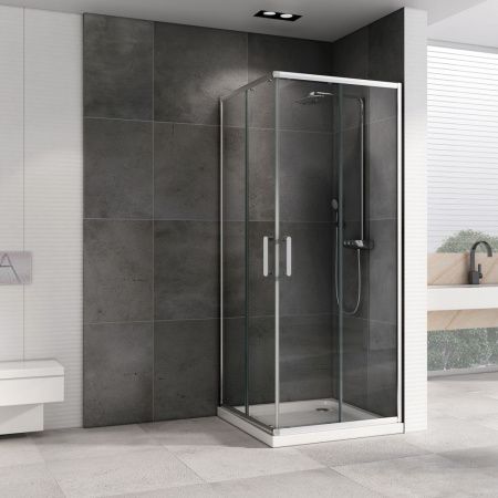 Душевой уголок Abber Schwarzer Diamant AG020905 90х90 стекло прозрачное профиль хром без поддона