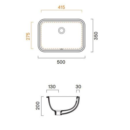Раковина керамическая Catalano Italy 727500001 50 см встраиваемая цвет белый без отверстий под смеситель