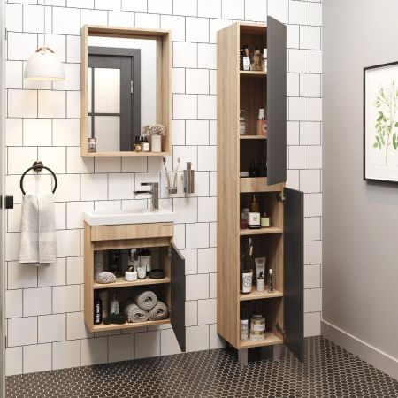 Тумба под раковину Onika Милтон 104511 40х20 подвесная цвет серый/бежевый