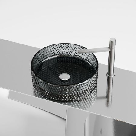Раковина стеклянная Ceramica Nova CRISTAL CN6060 40х40 накладная цвет черный без отверстий под смеситель