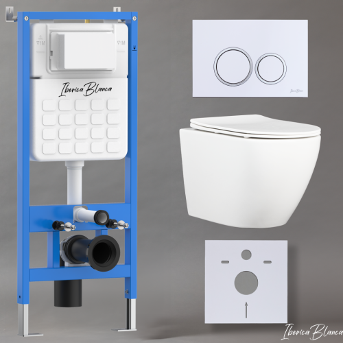 Комплект унитаз с инталляцией и клавишей смыва Iberica Blanca BILBAO ALTO IB001.BLA.234.821 - фото 2