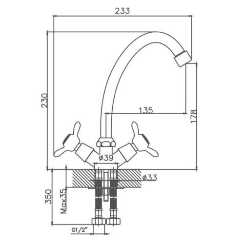 Смеситель для кухни Cron CN4012 на мойку хром - фото 3