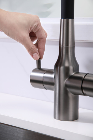 Смеситель для кухни Paulmark SALIX Sa213419-GM на мойку вороненая сталь