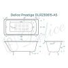 Ванна чугунная Delice Prestige DLR230615-AS 170х80 пристенная прямоугольная без ножек с антискользящим покрытием