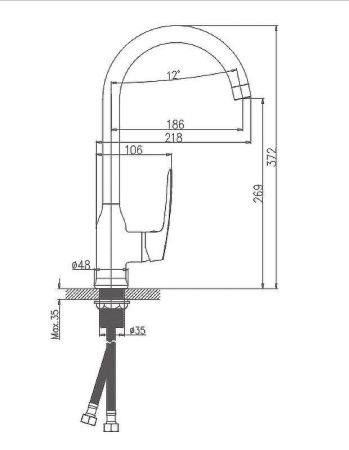Смеситель для кухни Haiba HB183 HB70183 на мойку хром