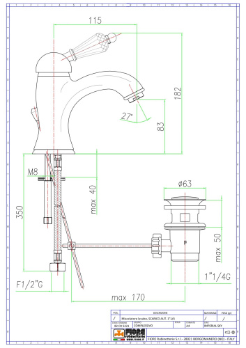 Смеситель Fiore Imperiale Sky 82CR5221 на раковину хром - фото 2