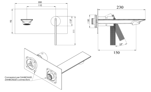 Смеситель для раковины Daniel Club ANC632LKBXV встраиваемый в стену нержавеющая сталь - фото 2