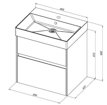 Тумба с раковиной Aquanet Бруклин 00212596 60х40 подвесная цвет белый
