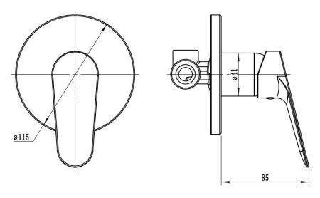 Смеситель для ванны и душа Esko KZ83 настенный хром