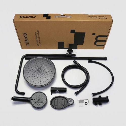 Душевая стойка Milardo Ideal Spa ILSBL3FM76 настенная цвет черный матовый - фото 5