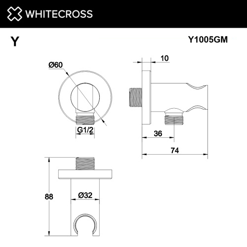 Шланговое подключение Whitecross Y gunmetal Y1005GM - фото 3