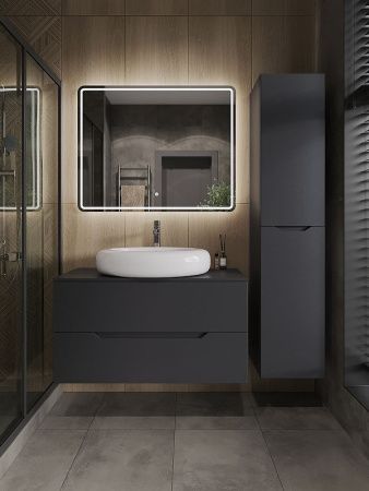 Тумба с раковиной Orange Line Li-100TugMDF+B08-640W 100х50 цвет серый