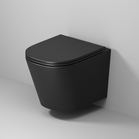 Унитаз подвесной Grossman Торнадо GR-4478BMSQ черный матовый с сиденьем микролифт безободковый смыв торнадо