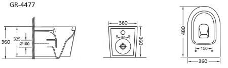 Инсталляция + кнопка смыва + унитаз Grossman Pragma 97.4477S.03.300